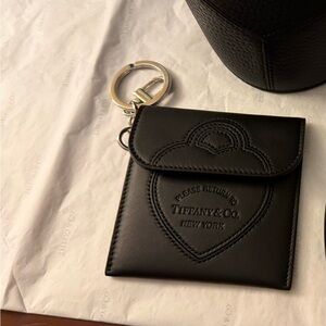 Tiffany & Co. Black Leather Heart Pouch